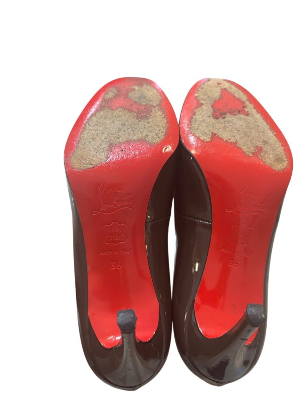 Christian Louboutin 36 Brown Patent Leather Red Sole Pumps High Heels Classic - Picture 10 of 12